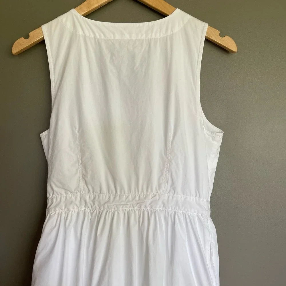 J. CREW Sleeveless Cotton Poplin A-line Shirtdress White Size‎ 4 Preppy Classic